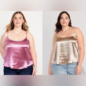 Old Navy 2 Satin Cami Tops - Pink and Gold 2X